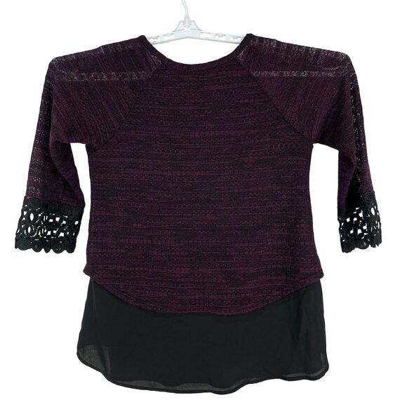 Maurices Womens Lace Cuff Layered Top Size Large - Picture 3 of 6